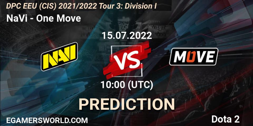 Prognoza NaVi - One Move. 15.07.22, Dota 2, DPC EEU (CIS) 2021/2022 Tour 3: Division I