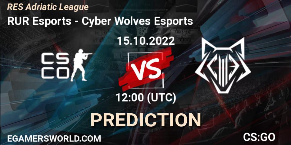 Prognoza RUR Esports - Cyber Wolves Esports. 15.10.2022 at 12:00, Counter-Strike (CS2), RES Adriatic League