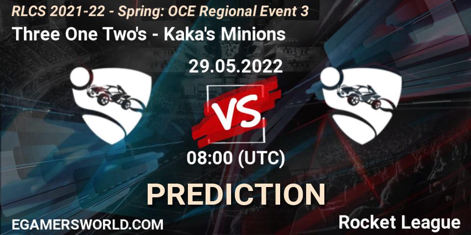 Prognoza Three One Two's - Kaka's Minions. 29.05.2022 at 08:00, Rocket League, RLCS 2021-22 - Spring: OCE Regional Event 3