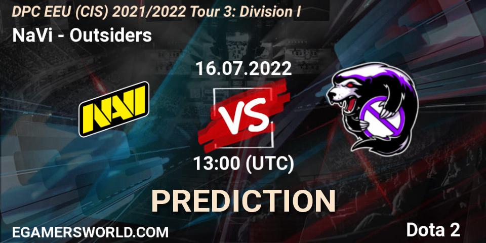 Prognoza NaVi - Outsiders. 16.07.2022 at 14:13, Dota 2, DPC EEU (CIS) 2021/2022 Tour 3: Division I