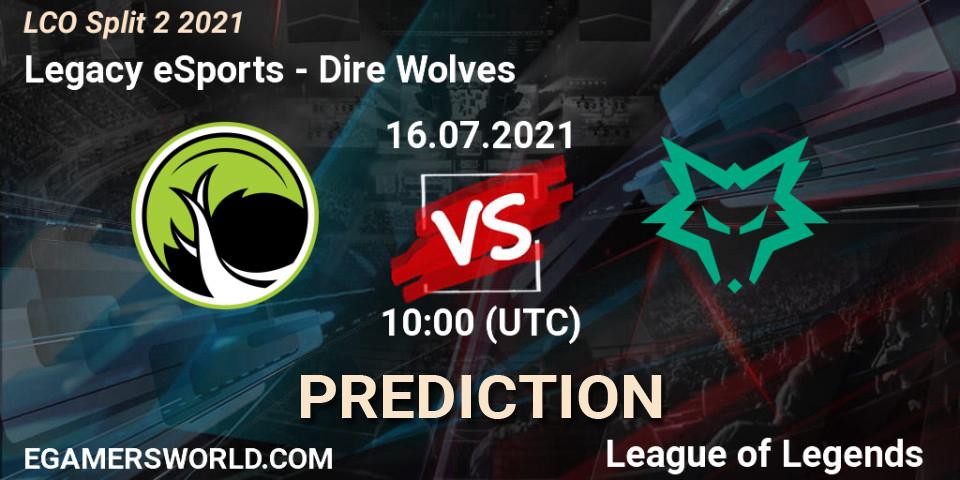 Prognoza Legacy eSports - Dire Wolves. 16.07.21, LoL, LCO Split 2 2021