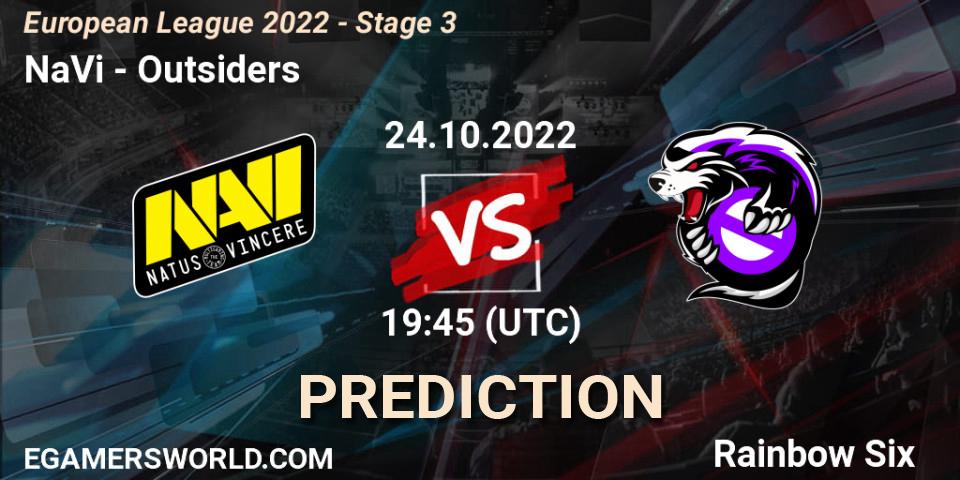 Prognoza NaVi - Outsiders. 24.10.22, Rainbow Six, European League 2022 - Stage 3