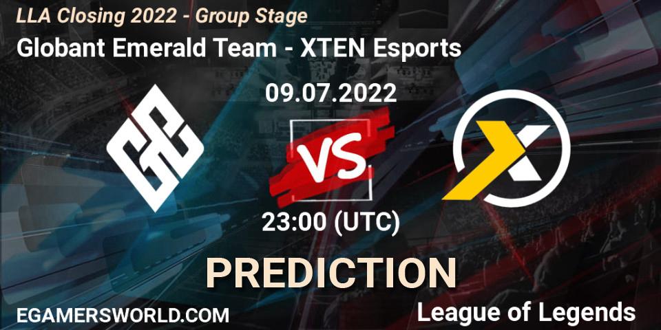 Prognoza Globant Emerald Team - XTEN Esports. 09.07.22, LoL, LLA Closing 2022 - Group Stage