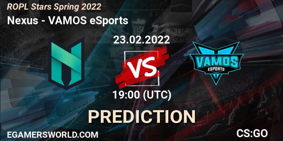 Prognoza Nexus - VAMOS eSports. 23.02.2022 at 19:00, Counter-Strike (CS2), ROPL Stars Spring 2022