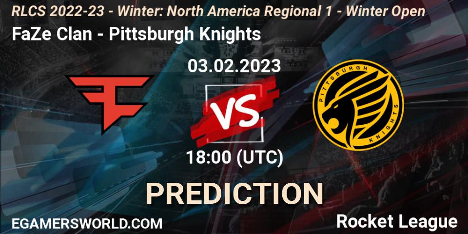 Prognoza FaZe Clan - Pittsburgh Knights. 03.02.2023 at 18:00, Rocket League, RLCS 2022-23 - Winter: North America Regional 1 - Winter Open
