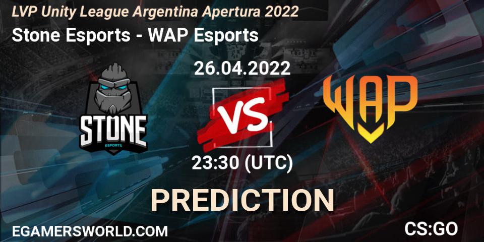 Prognoza Stone Esports - WAP Esports. 26.04.2022 at 23:30, Counter-Strike (CS2), LVP Unity League Argentina Apertura 2022