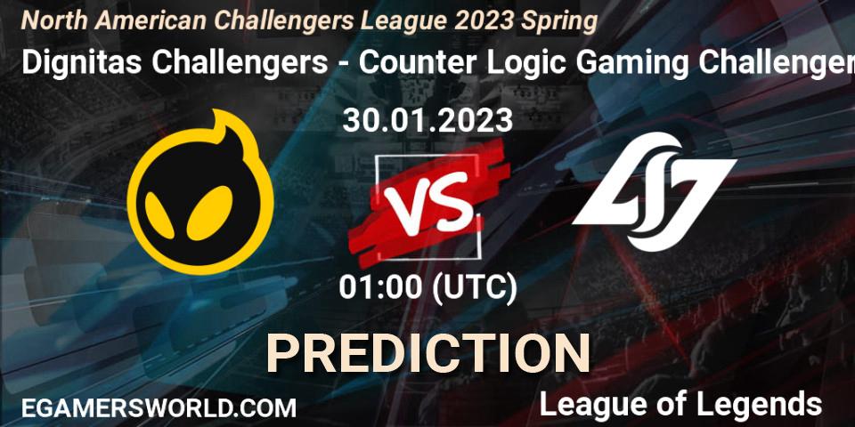 Prognoza Dignitas Challengers - Counter Logic Gaming Challengers. 30.01.23, LoL, NACL 2023 Spring - Group Stage