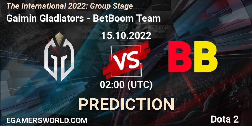 Prognoza Gaimin Gladiators - BetBoom Team. 15.10.2022 at 02:30, Dota 2, The International 2022: Group Stage