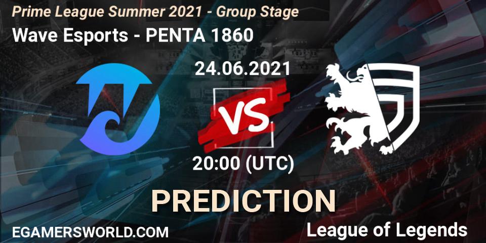 Prognoza Wave Esports - PENTA 1860. 24.06.2021 at 20:00, LoL, Prime League Summer 2021 - Group Stage