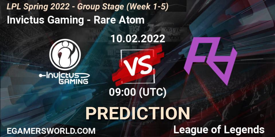 Prognoza Invictus Gaming - Rare Atom. 10.02.2022 at 09:00, LoL, LPL Spring 2022 - Group Stage (Week 1-5)