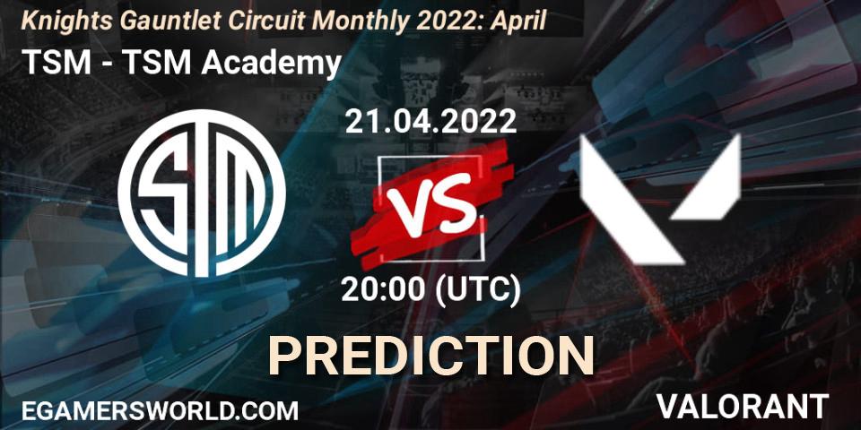 Prognoza TSM - TSM Academy. 21.04.2022 at 20:00, VALORANT, Knights Gauntlet Circuit Monthly 2022: April