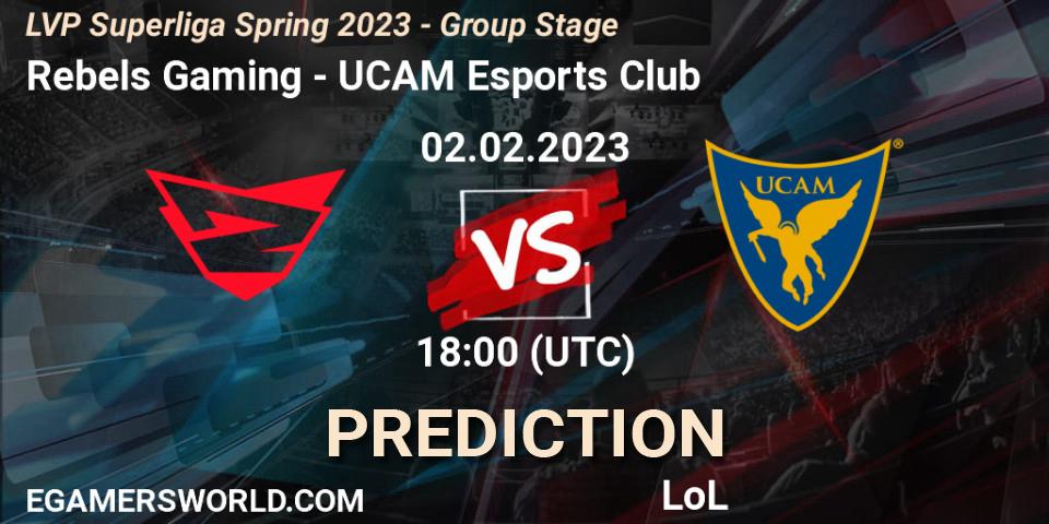 Prognoza Rebels Gaming - UCAM Esports Club. 02.02.2023 at 18:00, LoL, LVP Superliga Spring 2023 - Group Stage
