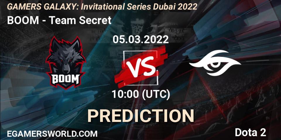Prognoza BOOM - Team Secret. 05.03.2022 at 09:58, Dota 2, GAMERS GALAXY: Invitational Series Dubai 2022