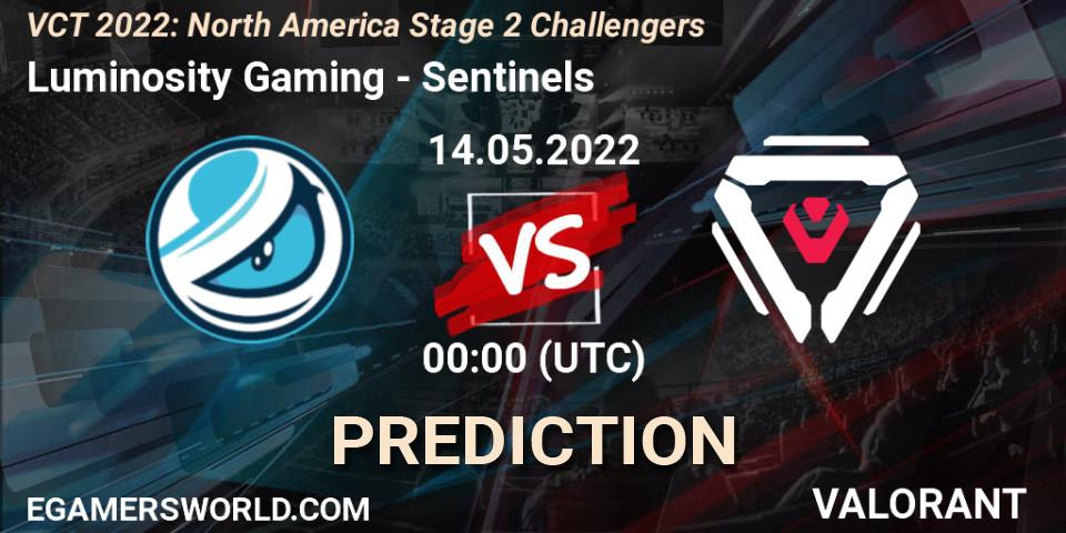 Prognoza Luminosity Gaming - Sentinels. 13.05.2022 at 22:30, VALORANT, VCT 2022: North America Stage 2 Challengers