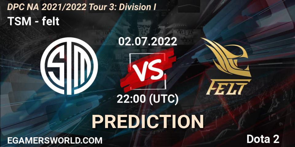 Prognoza TSM - felt. 02.07.22, Dota 2, DPC NA 2021/2022 Tour 3: Division I