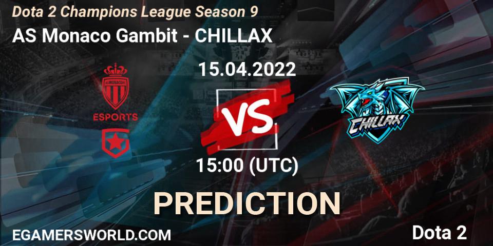 Prognoza AS Monaco Gambit - CHILLAX. 15.04.22, Dota 2, Dota 2 Champions League Season 9