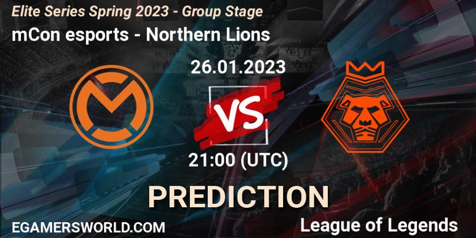 Prognoza mCon esports - Northern Lions. 26.01.2023 at 21:00, LoL, Elite Series Spring 2023 - Group Stage