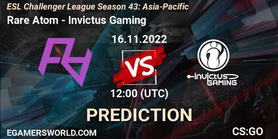 Prognoza Rare Atom - Invictus Gaming. 16.11.22, CS2 (CS:GO), ESL Challenger League Season 43: Asia-Pacific