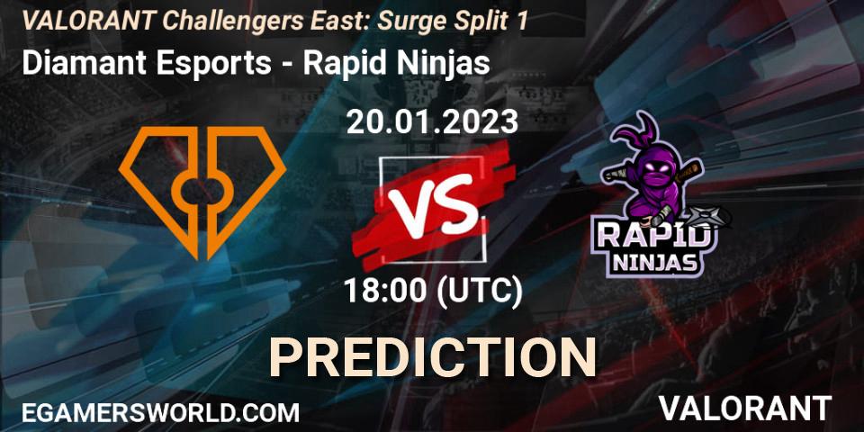 Prognoza Diamant Esports - Rapid Ninjas. 20.01.23, VALORANT, VALORANT Challengers 2023 East: Surge Split 1