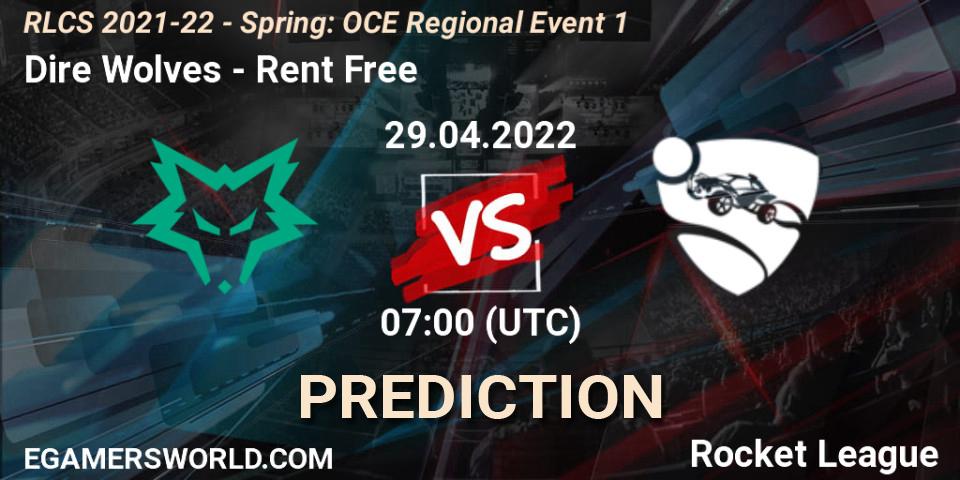 Prognoza Dire Wolves - Rent Free. 29.04.2022 at 07:00, Rocket League, RLCS 2021-22 - Spring: OCE Regional Event 1