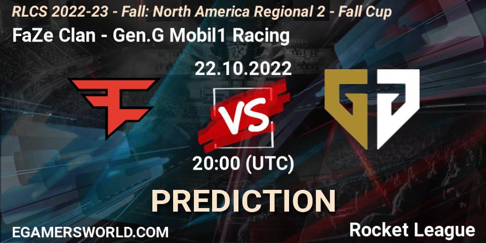 Prognoza FaZe Clan - Gen.G Mobil1 Racing. 22.10.22, Rocket League, RLCS 2022-23 - Fall: North America Regional 2 - Fall Cup