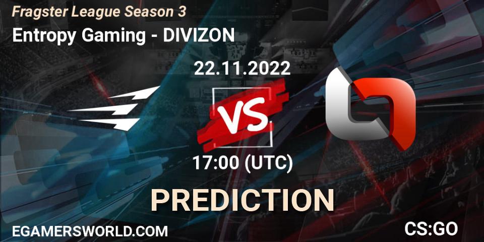 Prognoza Entropy Gaming - DIVIZON. 01.12.2022 at 18:00, Counter-Strike (CS2), Fragster League Season 3
