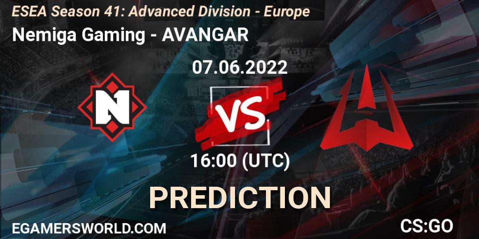 Prognoza Nemiga Gaming - AVANGAR. 07.06.2022 at 16:00, Counter-Strike (CS2), ESEA Season 41: Advanced Division - Europe