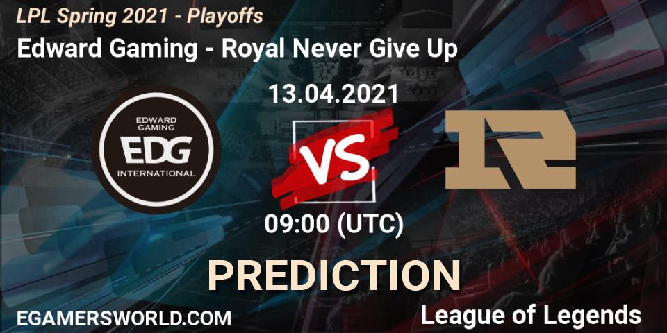 Prognoza Edward Gaming - Royal Never Give Up. 13.04.2021 at 09:00, LoL, LPL Spring 2021 - Playoffs