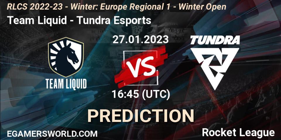 Prognoza Team Liquid - Tundra Esports. 27.01.2023 at 16:45, Rocket League, RLCS 2022-23 - Winter: Europe Regional 1 - Winter Open