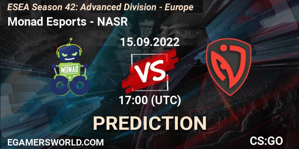Prognoza Monad Esports - NASR. 15.09.22, CS2 (CS:GO), ESEA Season 42: Advanced Division - Europe