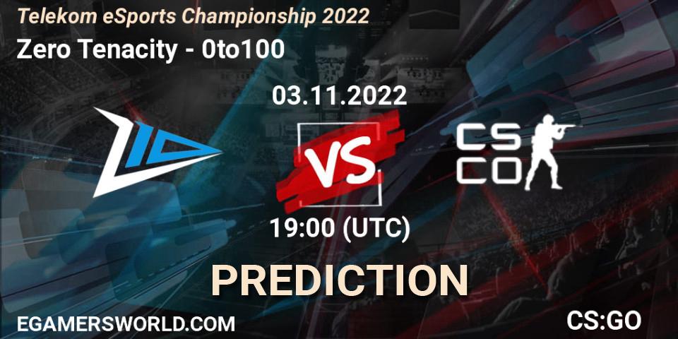 Prognoza Zero Tenacity - 0to100. 03.11.2022 at 19:00, Counter-Strike (CS2), Telekom eSports Championship 2022