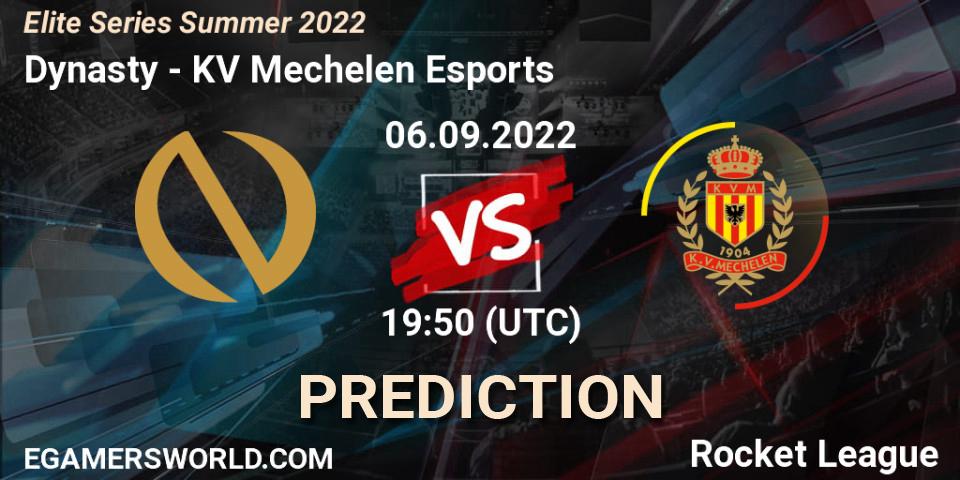 Prognoza Dynasty - KV Mechelen Esports. 06.09.2022 at 19:50, Rocket League, Elite Series Summer 2022