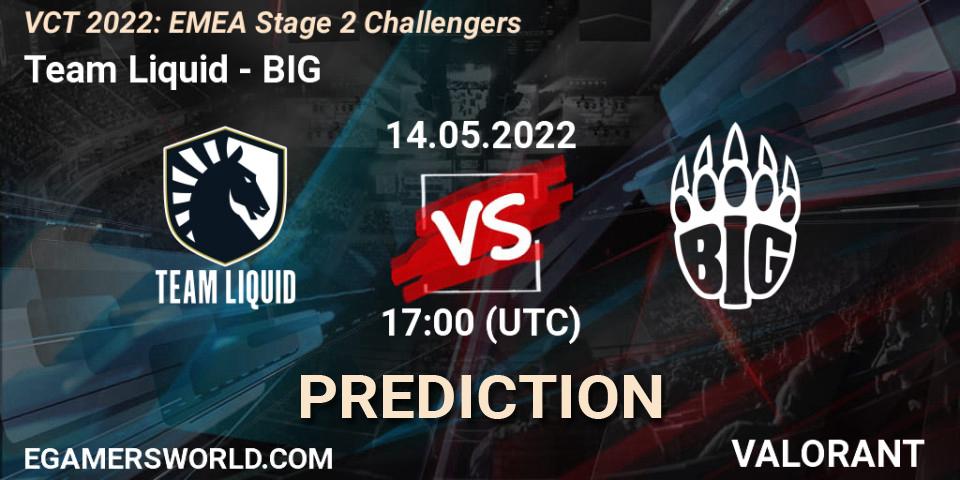 Prognoza Team Liquid - BIG. 14.05.2022 at 17:15, VALORANT, VCT 2022: EMEA Stage 2 Challengers
