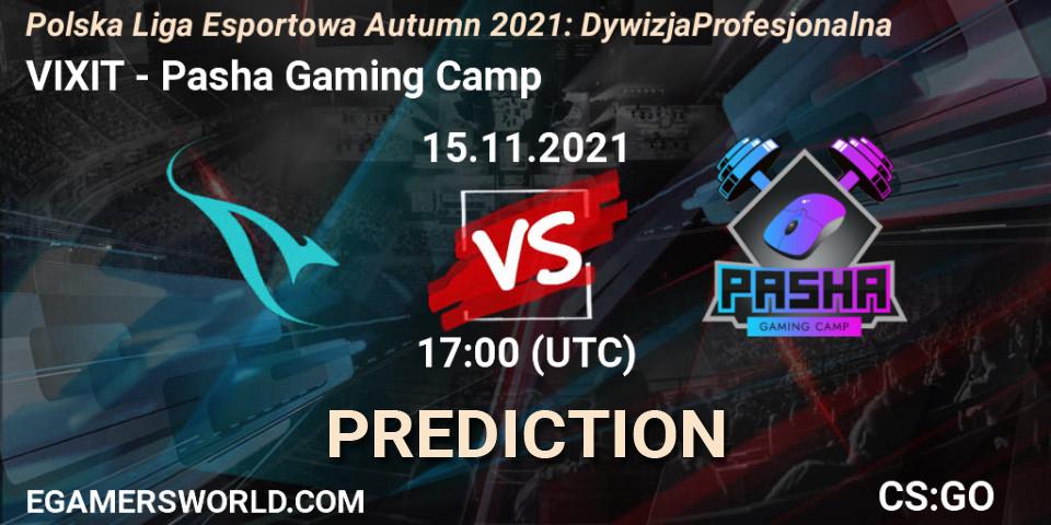 Prognoza VIXIT - Pasha Gaming Camp. 15.11.2021 at 17:00, Counter-Strike (CS2), Polska Liga Esportowa Autumn 2021: Dywizja Profesjonalna