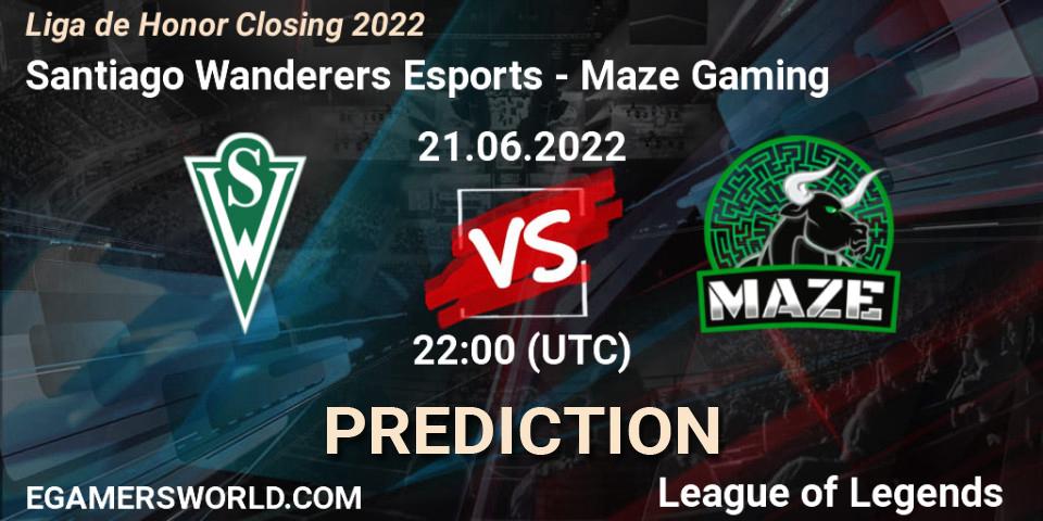 Prognoza Santiago Wanderers Esports - Maze Gaming. 21.06.2022 at 22:00, LoL, Liga de Honor Closing 2022