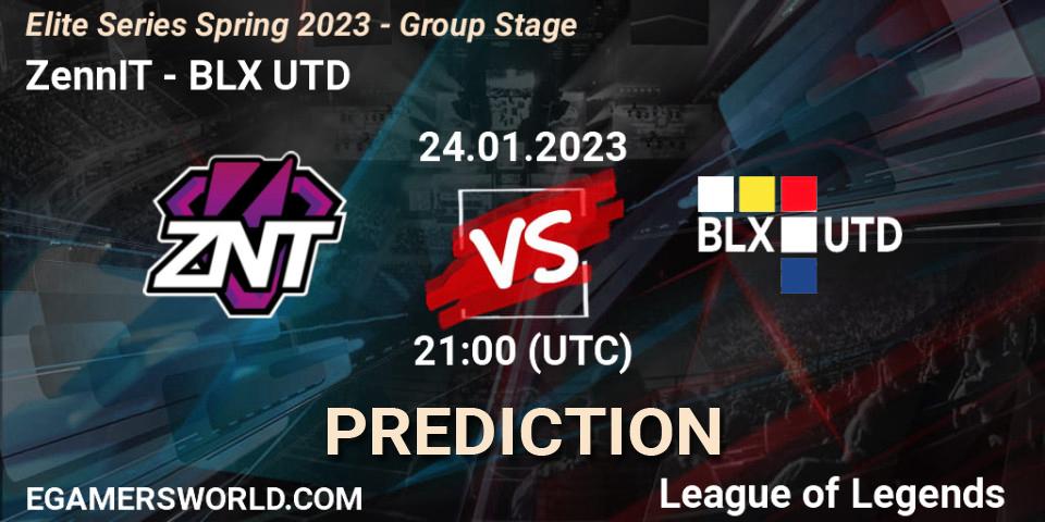 Prognoza ZennIT - BLX UTD. 24.01.2023 at 21:00, LoL, Elite Series Spring 2023 - Group Stage