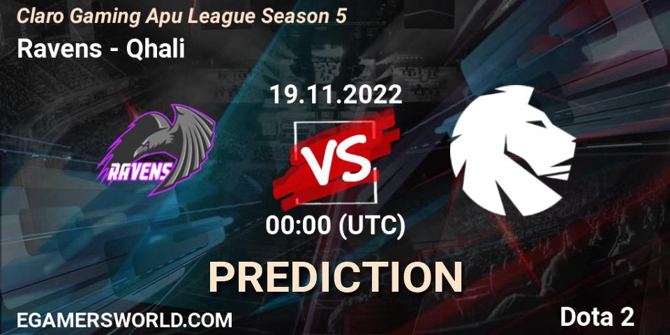 Prognoza Ravens - Qhali. 18.11.22, Dota 2, Claro Gaming Apu League Season 5