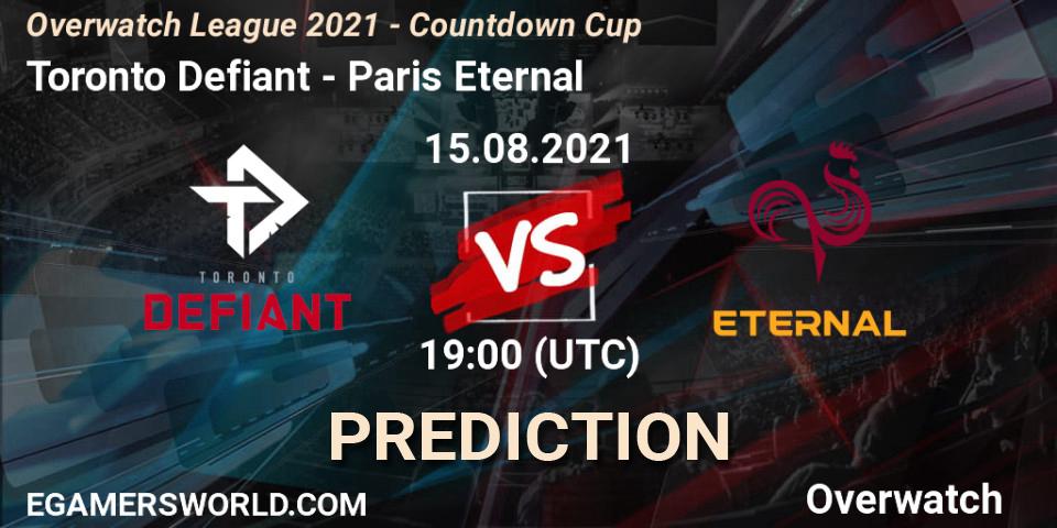 Prognoza Toronto Defiant - Paris Eternal. 15.08.2021 at 19:00, Overwatch, Overwatch League 2021 - Countdown Cup