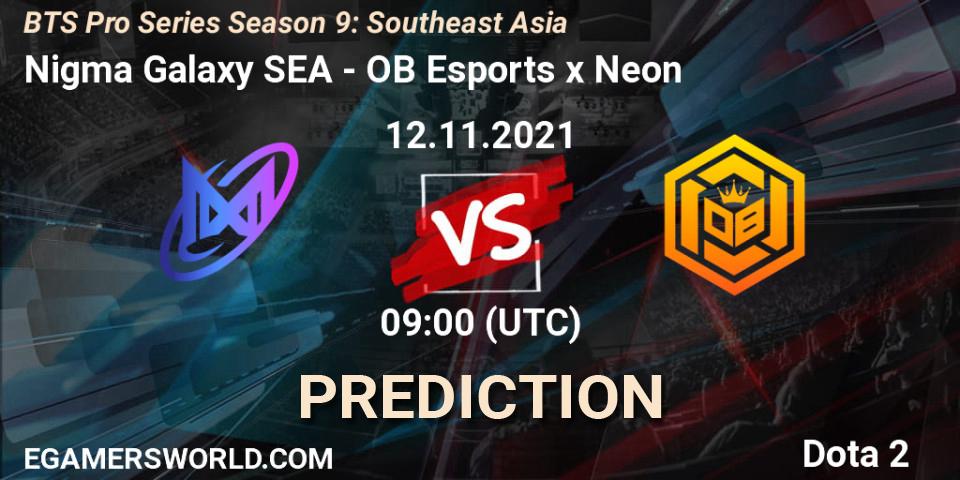 Prognoza Nigma Galaxy SEA - OB Esports x Neon. 12.11.2021 at 09:00, Dota 2, BTS Pro Series Season 9: Southeast Asia