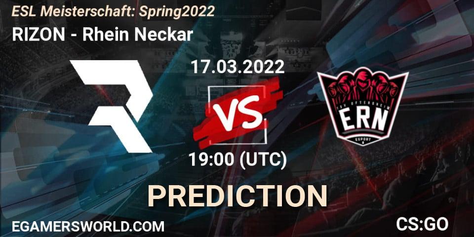 Prognoza RIZON - Rhein Neckar. 17.03.2022 at 19:00, Counter-Strike (CS2), ESL Meisterschaft: Spring 2022