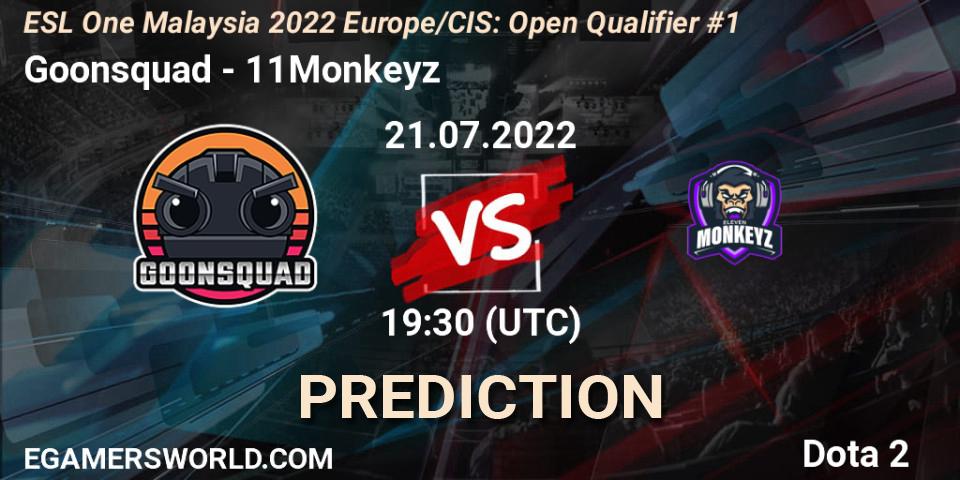 Prognoza Goonsquad - 11Monkeyz. 21.07.2022 at 19:30, Dota 2, ESL One Malaysia 2022 Europe/CIS: Open Qualifier #1