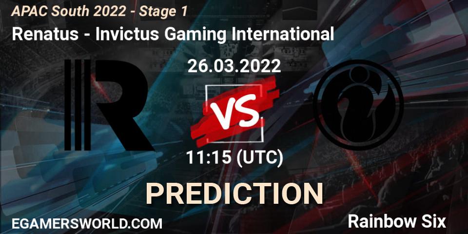 Prognoza Renatus - Invictus Gaming International. 26.03.2022 at 11:15, Rainbow Six, APAC South 2022 - Stage 1