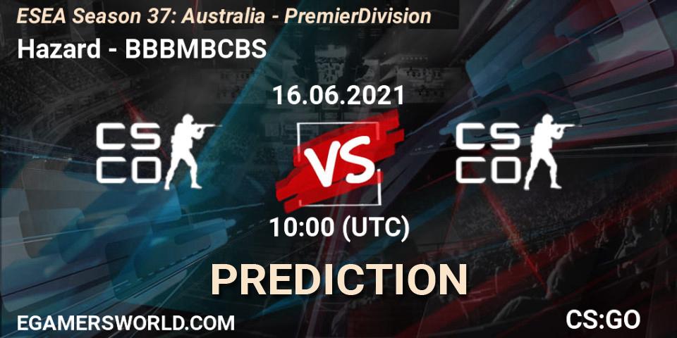 Prognoza Hazard - BBBMBCBS. 16.06.2021 at 10:00, Counter-Strike (CS2), ESEA Season 37: Australia - Premier Division