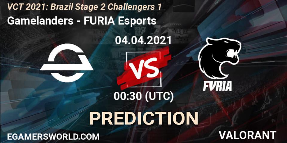 Prognoza Gamelanders - FURIA Esports. 04.04.2021 at 00:30, VALORANT, VCT 2021: Brazil Stage 2 Challengers 1