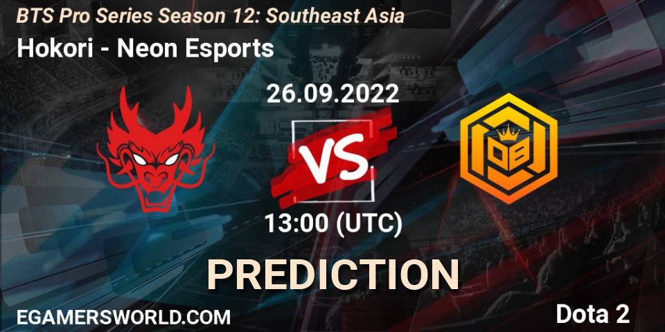 Prognoza Hokori - Neon Esports. 26.09.2022 at 13:43, Dota 2, BTS Pro Series Season 12: Southeast Asia