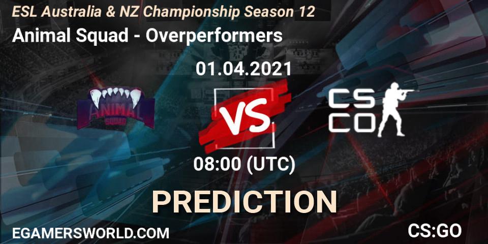 Prognoza Animal Squad - Overperformers. 01.04.2021 at 08:30, Counter-Strike (CS2), ESL Australia & NZ Championship Season 12