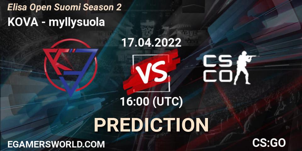 Prognoza KOVA - myllysuola. 17.04.2022 at 16:00, Counter-Strike (CS2), Elisa Open Suomi Season 2