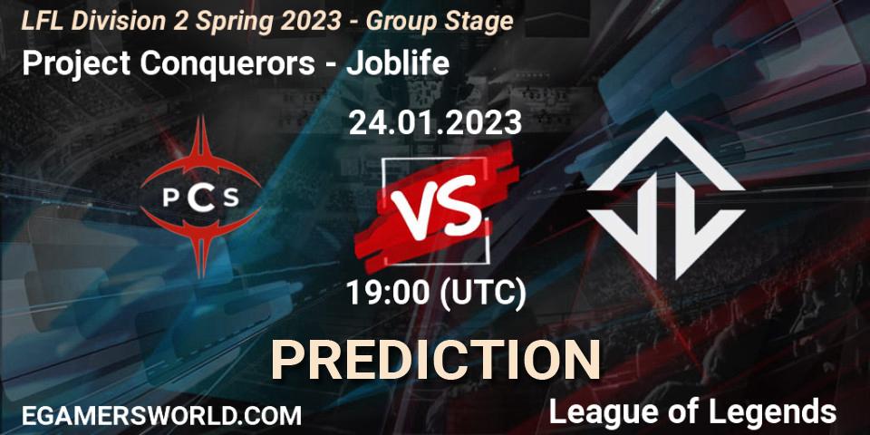 Prognoza Project Conquerors - Joblife. 24.01.2023 at 19:15, LoL, LFL Division 2 Spring 2023 - Group Stage