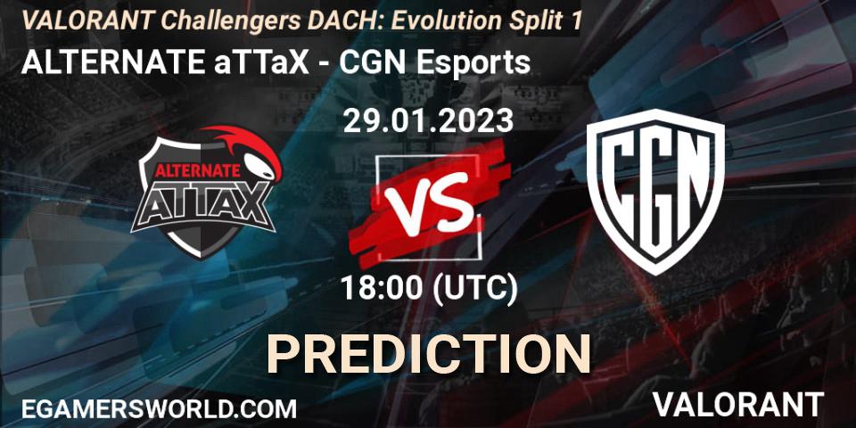 Prognoza ALTERNATE aTTaX - CGN Esports. 29.01.23, VALORANT, VALORANT Challengers 2023 DACH: Evolution Split 1
