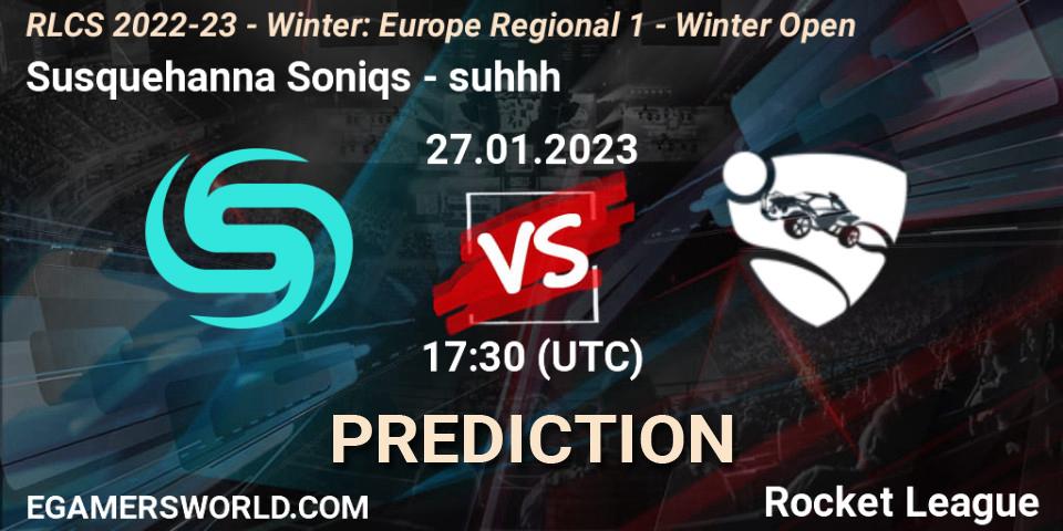 Prognoza Susquehanna Soniqs - suhhh. 27.01.2023 at 17:30, Rocket League, RLCS 2022-23 - Winter: Europe Regional 1 - Winter Open